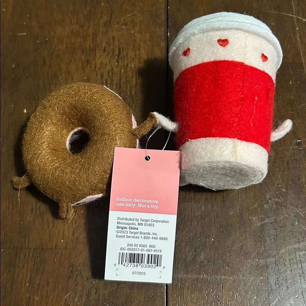 Target Spritz 2024 Valentine's Day Soft Fabric Coffee and Donut Duo NEW